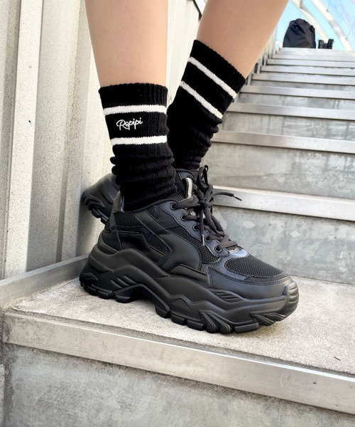 repipi armario（レピピ アルマリオ）の「ラインルーズソックス（ソックス/靴下・キッズ・ブルー/ブラック/コーラル/パープル/レッド/ライム/ホワイト・FREE）」の9枚目の写真