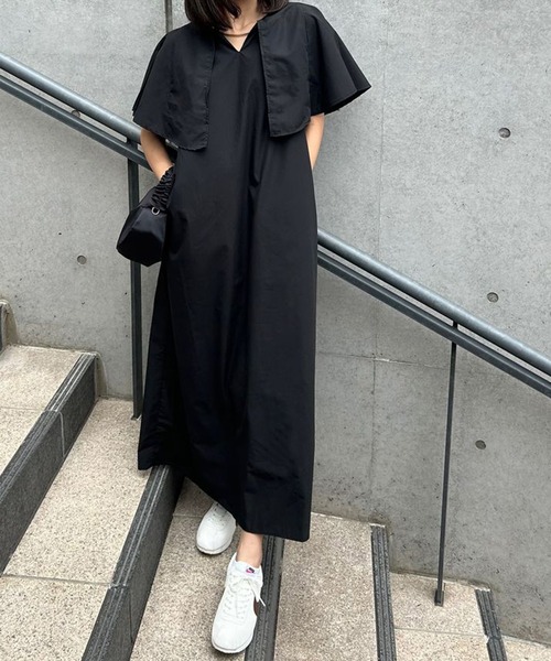 Riberry(リベリー)の「ブロードケープワンピース(ワンピース・レディース・ネイビー/オフホワイト/ブラック・MEDIUM)」の12枚目の写真