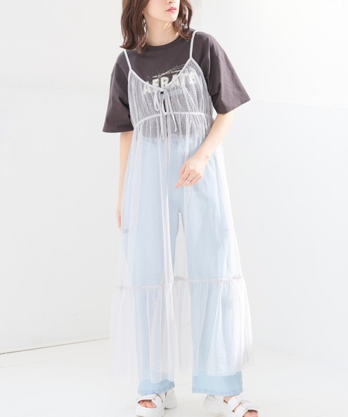 Honeys(ハニーズ)の「チュールキャミワンピース(ワンピース・レディース・ピンク/グレー/アイボリー/ブラック・S/M/L/LL/3L)」の15枚目の写真