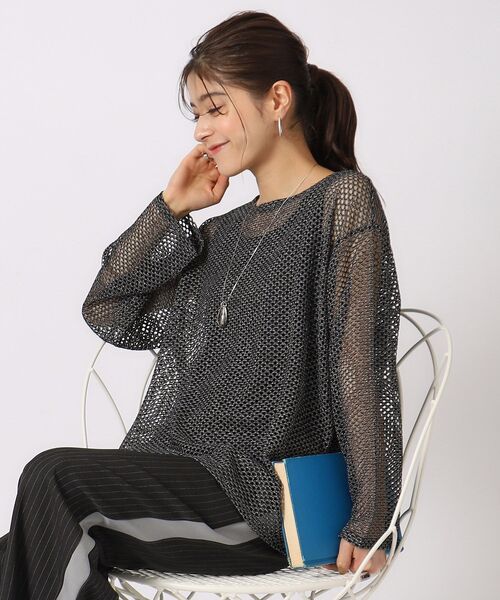 Cutie Blonde(キューティーブロンド)の「◆【2点セット】ラメメッシュニット+タンクトップ(その他トップス・レディース・ホワイト系/ブラック/ライトブルー・02/03/04)」の1枚目の写真