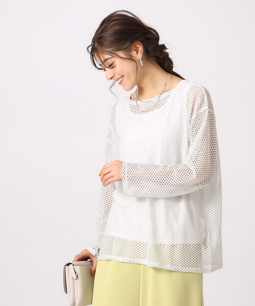 Cutie Blonde(キューティーブロンド)の「◆【2点セット】ラメメッシュニット+タンクトップ(その他トップス・レディース・ホワイト系/ブラック/ライトブルー・02/03/04)」の4枚目の写真