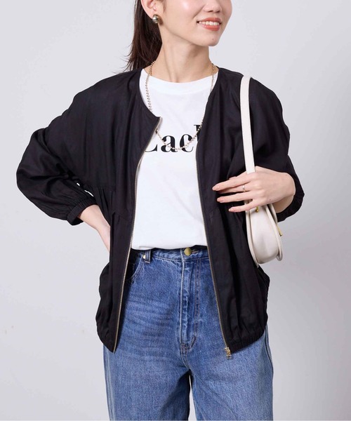 Chez toi(シェトワ)の「レーヨンリネンBACKギャザーブルゾン(ブルゾン・レディース・ブラック/カーキ/オフホワイト・FREE)」の20枚目の写真