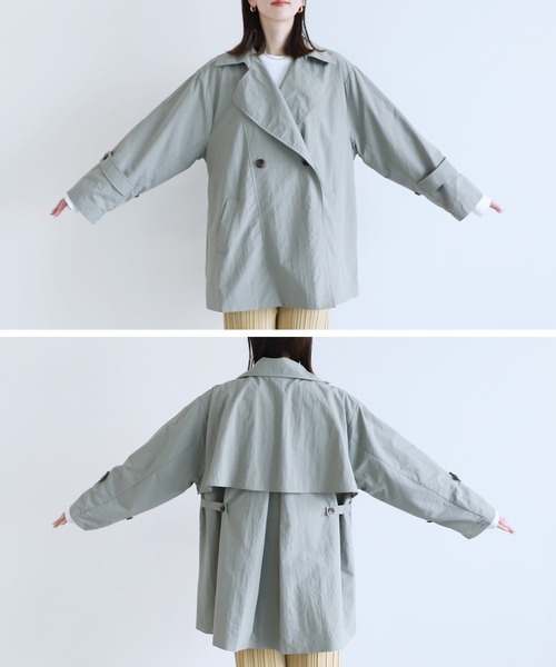 reca（レカ）の「ショート丈トレンチコート（トレンチコート・レディース・アイボリー/グレイッシュベージュ/カーキ・M）」の19枚目の写真