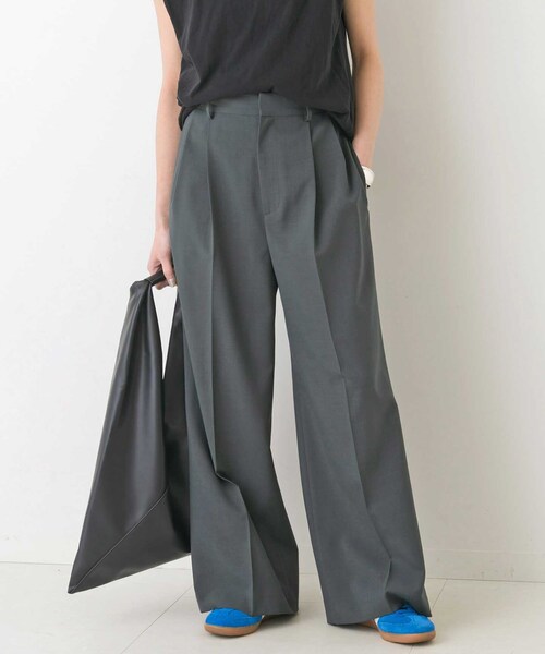 【美品】Spick & Span◆センタープレスパンツ　ブラック38 セール】センタープレスワイドパンツ（スラックス）｜Spick