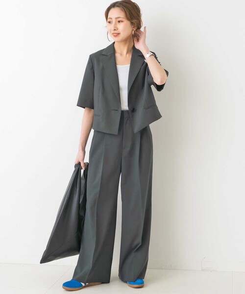 スピックアンドスパン　センタープレスワイドパンツ セール】センタープレスワイドパンツ（スラックス）｜Spick