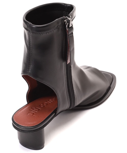 piu comoda（ピュコモダ）の「(piu comoda)ストレッチフェイクレザーオープントゥブーツ（ブーツ・レディース・ブラック/ベージュ・38/36/37）」の7枚目の写真
