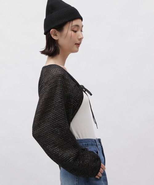 LAKOLE(ラコレ)の「ラメメッシュニットボレロ / 115412(カーディガン/ボレロ・レディース・コーラル/アイボリー/ブラック・SMALL/MEDIUM)」の13枚目の写真