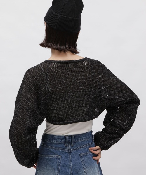 LAKOLE(ラコレ)の「ラメメッシュニットボレロ / 115412(カーディガン/ボレロ・レディース・コーラル/アイボリー/ブラック・SMALL/MEDIUM)」の14枚目の写真