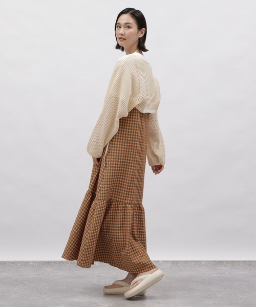 LAKOLE(ラコレ)の「ラメメッシュニットボレロ / 115412(カーディガン/ボレロ・レディース・コーラル/アイボリー/ブラック・SMALL/MEDIUM)」の5枚目の写真