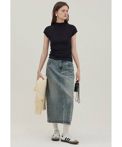 Fano Studios（ファノ ストゥディオズ）の「モックネック　フレンチスリーブトップス FC24S053【Fano Studios】（Tシャツ/カットソー・レディース・ブラック・S/M/L）」の3枚目の写真