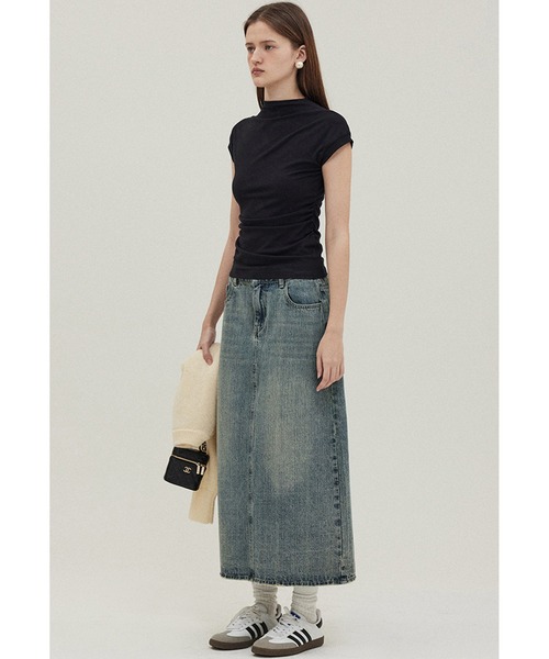 Fano Studios（ファノ ストゥディオズ）の「モックネック　フレンチスリーブトップス FC24S053【Fano Studios】（Tシャツ/カットソー・レディース・ブラック・S/M/L）」の5枚目の写真