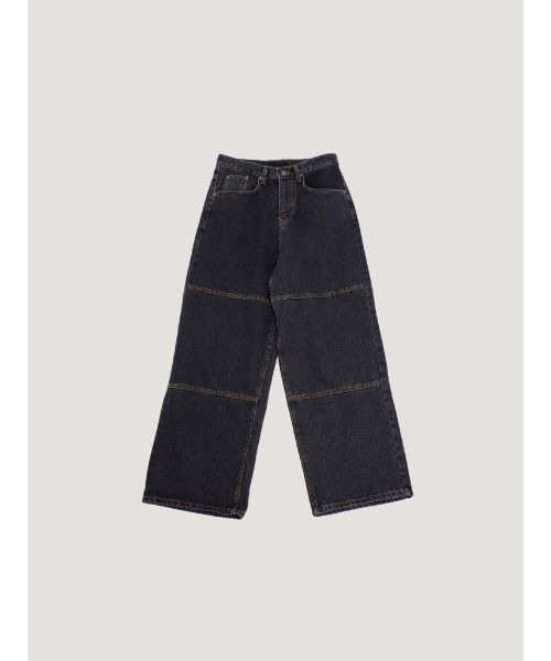 Bargiee（バージー）の「ダブル ニー デニム パンツ ワイド ストレート（デニムパンツ・メンズ・ブラック・MEDIUM/SMALL）」の10枚目の写真
