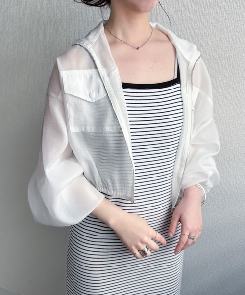 EPIMI E'PIMMY(エピミエピミー)の「【マルチウェイ】テレコキャミワンピ/半袖トップスSET(ワンピース・レディース・チャコールグレー/ホワイト×ブラック/ブラック・MEDIUM)」の15枚目の写真