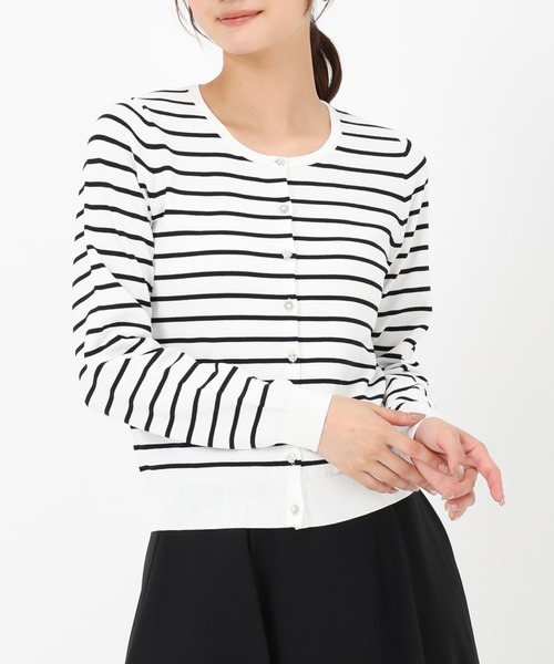 MISCH MASCH（ミッシュマッシュ）の「【接触冷感/UVカット】ベーシックビジュー釦カーディガン/MM428406（カーディガン/ボレロ・レディース・ブルー/ブラック/ホワイト/レッド/グリーン/ブラウン/ホワイト×ブラック・S/M）」の3枚目の写真