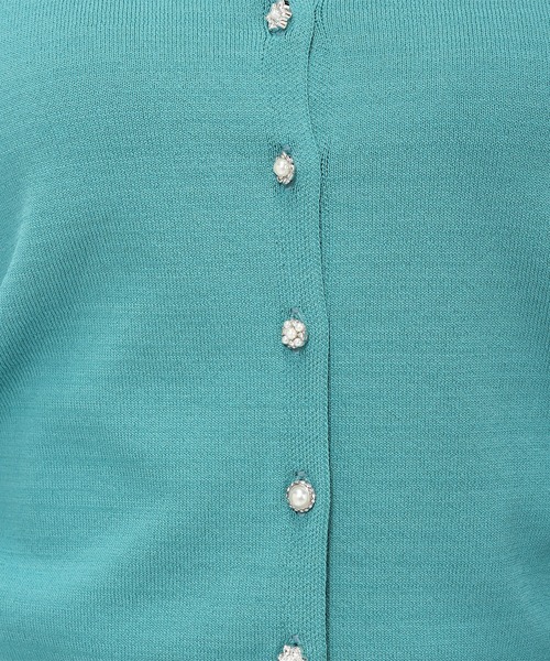 MISCH MASCH（ミッシュマッシュ）の「【接触冷感/UVカット】ベーシックビジュー釦カーディガン/MM428406（カーディガン/ボレロ・レディース・ブルー/ブラック/ホワイト/レッド/グリーン/ブラウン/ホワイト×ブラック・S/M）」の20枚目の写真