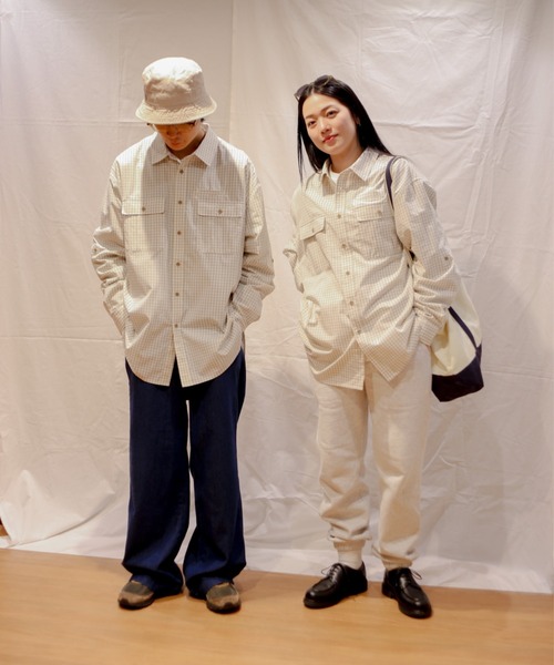 BROKEN BASE（ブロークンベース）の「ダブルポケットチェックシャツ（シャツ/ブラウス・メンズ・ベージュ/ブルー・MEDIUM/LARGE）」の3枚目の写真