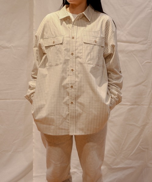 BROKEN BASE（ブロークンベース）の「ダブルポケットチェックシャツ（シャツ/ブラウス・メンズ・ベージュ/ブルー・MEDIUM/LARGE）」の8枚目の写真