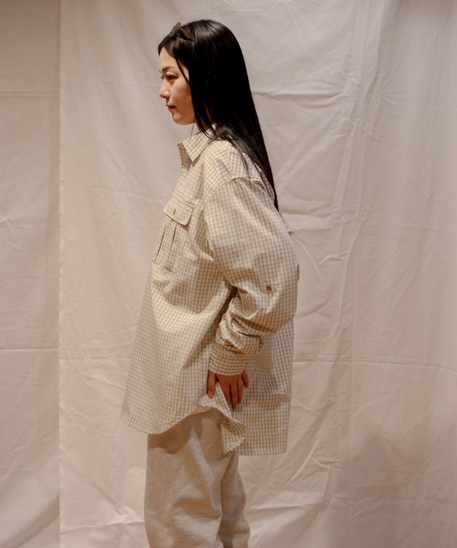 BROKEN BASE（ブロークンベース）の「ダブルポケットチェックシャツ（シャツ/ブラウス・メンズ・ベージュ/ブルー・MEDIUM/LARGE）」の9枚目の写真