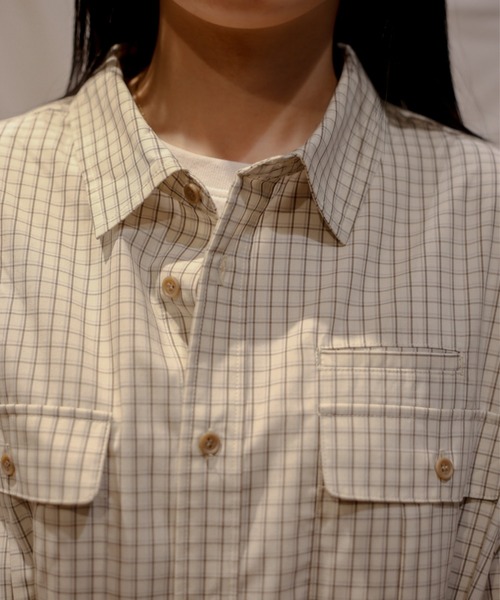 BROKEN BASE（ブロークンベース）の「ダブルポケットチェックシャツ（シャツ/ブラウス・メンズ・ベージュ/ブルー・MEDIUM/LARGE）」の13枚目の写真