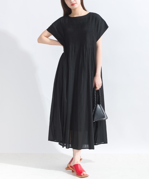 PICCIN（ピッチン）の「【WEB限定】ピンタックコットンボイルワンピース（ワンピース・レディース・ブラック/ブラック系その他/オレンジ/ブルー系その他・M）」の7枚目の写真