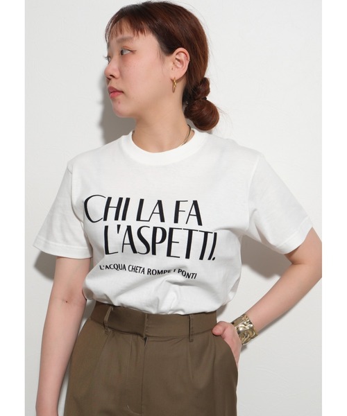palm RICHE(ポームリシュ)の「CHILAFA Tシャツ(Tシャツ/カットソー・レディース・チャコールグレー/ホワイト×ブラック/レッド・M)」の1枚目の写真
