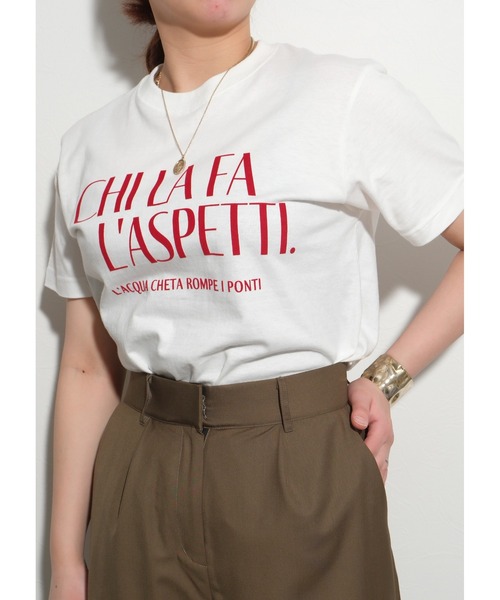 palm RICHE(ポームリシュ)の「CHILAFA Tシャツ(Tシャツ/カットソー・レディース・チャコールグレー/ホワイト×ブラック/レッド・M)」の3枚目の写真