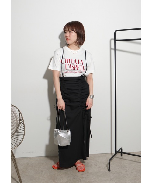palm RICHE(ポームリシュ)の「CHILAFA Tシャツ(Tシャツ/カットソー・レディース・チャコールグレー/ホワイト×ブラック/レッド・M)」の12枚目の写真