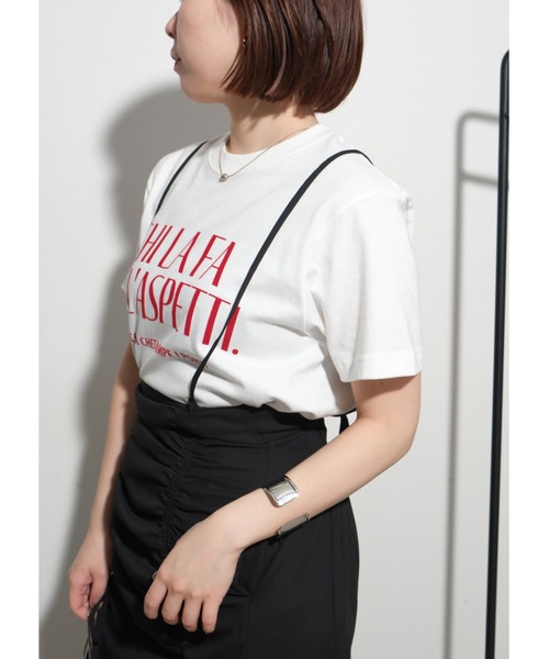 palm RICHE(ポームリシュ)の「CHILAFA Tシャツ(Tシャツ/カットソー・レディース・チャコールグレー/ホワイト×ブラック/レッド・M)」の14枚目の写真