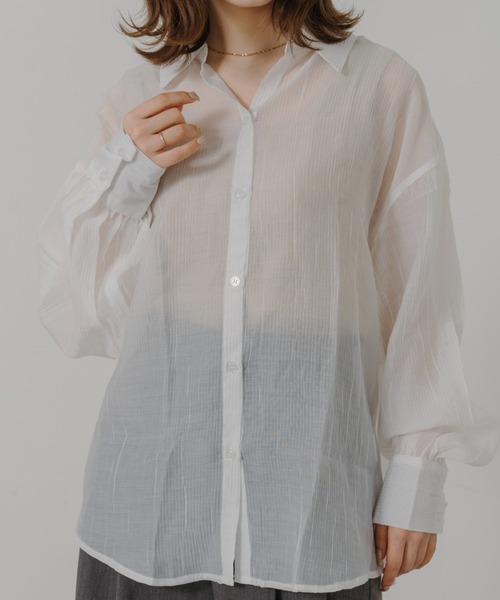 IROHANI(イロハニ)の「オーバーシアーシャツ(シャツ/ブラウス・レディース・ブルー/ピンク/ホワイト/イエロー/ブラック・FREE)」の2枚目の写真