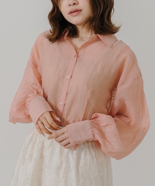 IROHANI(イロハニ)の「オーバーシアーシャツ(シャツ/ブラウス・レディース・ブルー/ピンク/ホワイト/イエロー/ブラック・FREE)」の5枚目の写真