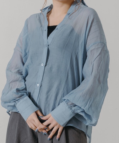 IROHANI(イロハニ)の「オーバーシアーシャツ(シャツ/ブラウス・レディース・ブルー/ピンク/ホワイト/イエロー/ブラック・FREE)」の4枚目の写真