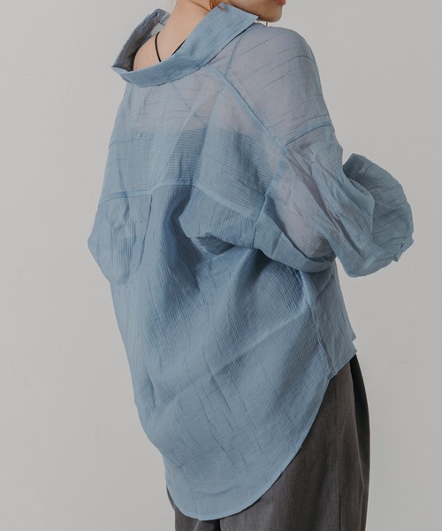 IROHANI(イロハニ)の「オーバーシアーシャツ(シャツ/ブラウス・レディース・ブルー/ピンク/ホワイト/イエロー/ブラック・FREE)」の9枚目の写真