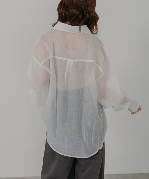 IROHANI(イロハニ)の「オーバーシアーシャツ(シャツ/ブラウス・レディース・ブルー/ピンク/ホワイト/イエロー/ブラック・FREE)」の6枚目の写真