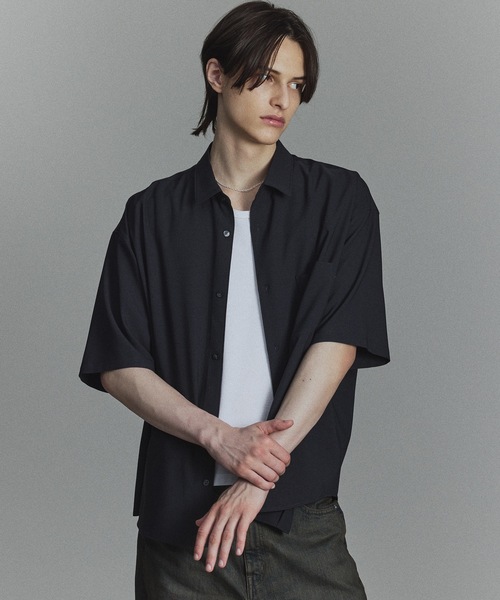 PUBLIC TOKYO(パブリックトウキョウ)の「コンフォートリラックスハーフスリーブシャツ/半袖(シャツ/ブラウス・メンズ・ブルー/ブラック/ホワイト×ブルー/ダークブラウン/ホワイト/ストライプ/ダークブルー/ホワイト×グレー/チャコールグレー/ライトブルー・3/2/1/0)」の17枚目の写真