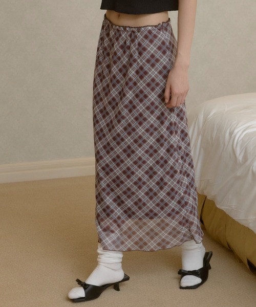 GIUNON(ジウノン)の「stretch check skirt / ストレッチチェックスカート(スカート・レディース・ブラウン・0/1)」の18枚目の写真