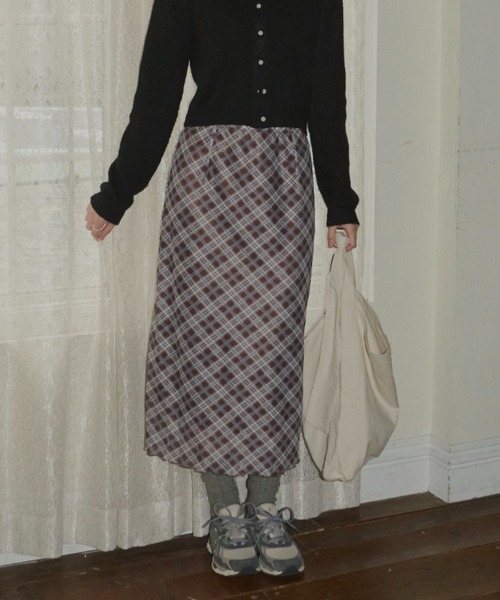 stretch check skirt / ストレッチチェックスカート（スカート