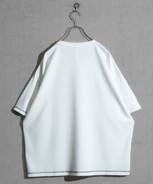 JOHN'S CLOSET（ジョンズクローゼット）の「【i】ダンボールニット フェイクレイヤード/ハンドステッチ BIG TEE（Tシャツ/カットソー・メンズ・チャコールグレー/ベージュ/サックスブルー系1/サックスブルー系2/ブラック系2/ブラック系3/ホワイト系3/ブラック系1/ホワイト系1/ホワイト系2・MEDIUM/LARGE/X-LARGE）」の15枚目の写真