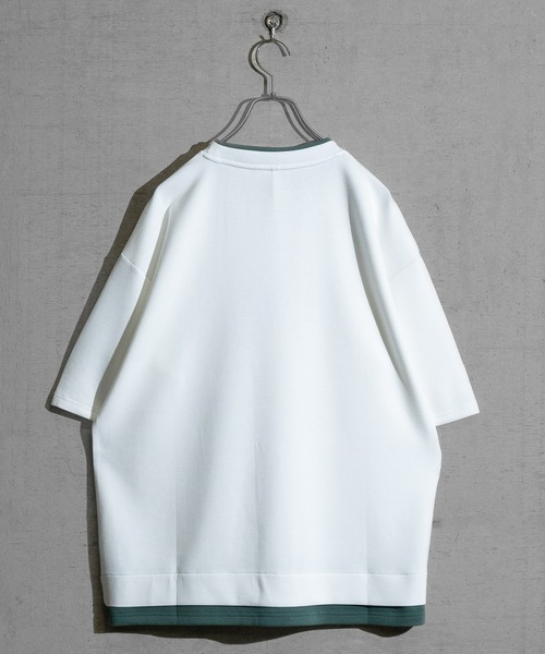 JOHN'S CLOSET（ジョンズクローゼット）の「【i】ダンボールニット フェイクレイヤード/ハンドステッチ BIG TEE（Tシャツ/カットソー・メンズ・チャコールグレー/ベージュ/サックスブルー系1/サックスブルー系2/ブラック系2/ブラック系3/ホワイト系3/ブラック系1/ホワイト系1/ホワイト系2・MEDIUM/LARGE/X-LARGE）」の13枚目の写真