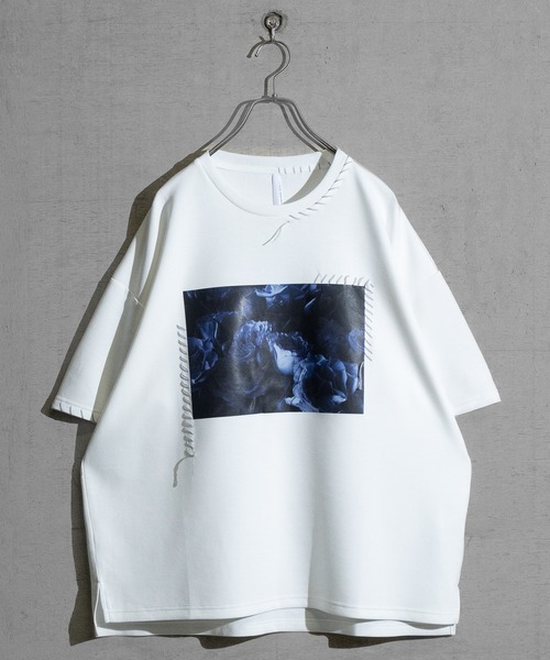 JOHN'S CLOSET（ジョンズクローゼット）の「【i】ダンボールニット フェイクレイヤード/ハンドステッチ BIG TEE（Tシャツ/カットソー・メンズ・チャコールグレー/ベージュ/サックスブルー系1/サックスブルー系2/ブラック系2/ブラック系3/ホワイト系3/ブラック系1/ホワイト系1/ホワイト系2・MEDIUM/LARGE/X-LARGE）」の18枚目の写真
