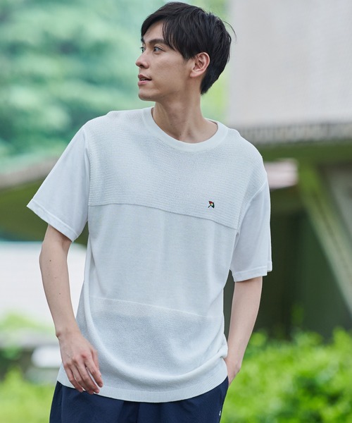 Arnold Palmer(アーノルドパーマー)の「COOL TOUCH ニットドッキング Tシャツ(Tシャツ/カットソー・メンズ・ホワイト/チャコールグレー・L/M/LL)」の1枚目の写真