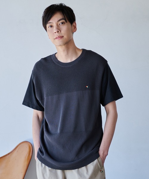 Arnold Palmer(アーノルドパーマー)の「COOL TOUCH ニットドッキング Tシャツ(Tシャツ/カットソー・メンズ・ホワイト/チャコールグレー・L/M/LL)」の2枚目の写真