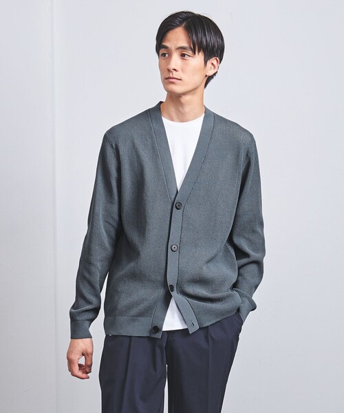 UNITED ARROWS(ユナイテッドアローズ)の「コットン ポリエステル メッシュ カーディガン -ウォッシャブル-(カーディガン/ボレロ・メンズ・グレー/ブラック・M/L/XL/S)」の5枚目の写真