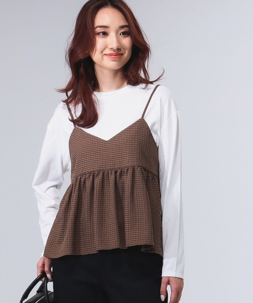 B:MING by BEAMS（ビーミングバイビームス）の「B:MING by BEAMS / ジャカード ペプラム キャミソール（S~M）（キャミソール・レディース・ブラウン/ブラック・SMALL/MEDIUM）」の10枚目の写真