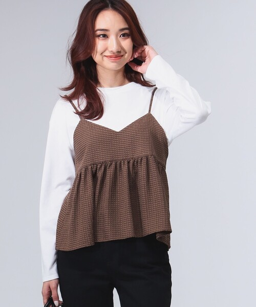 B:MING by BEAMS（ビーミングバイビームス）の「B:MING by BEAMS / ジャカード ペプラム キャミソール（S~M）（キャミソール・レディース・ブラウン/ブラック・SMALL/MEDIUM）」の11枚目の写真