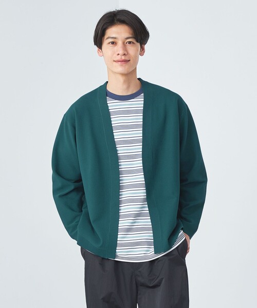 green label relaxing（グリーンレーベルリラクシング）の「ポリエステル カノコ イージー カーディガン（カーディガン/ボレロ・メンズ・ブラック/グレー/ケリーグリーン・L/M/S/XL）」の5枚目の写真
