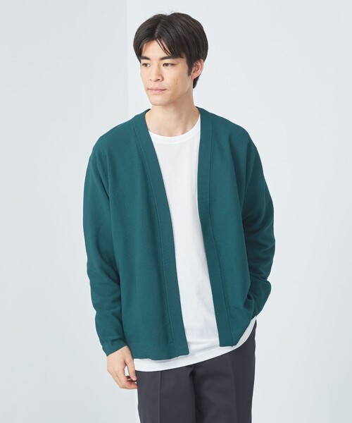 green label relaxing（グリーンレーベルリラクシング）の「ポリエステル カノコ イージー カーディガン（カーディガン/ボレロ・メンズ・ブラック/グレー/ケリーグリーン・L/M/S/XL）」の7枚目の写真