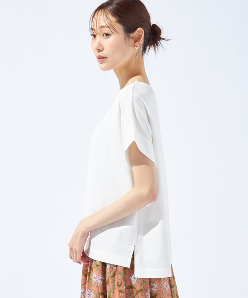 Petit Honfleur(プチオンフルール)の「【接触冷感・UVカット・汗じみ防止】フレンチスリーブプルオーバー(Tシャツ/カットソー・レディース・ブラック/アイボリー/オレンジ・L/M)」の20枚目の写真