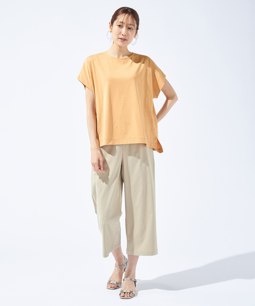 Petit Honfleur(プチオンフルール)の「【接触冷感・UVカット・汗じみ防止】フレンチスリーブプルオーバー(Tシャツ/カットソー・レディース・ブラック/アイボリー/オレンジ・L/M)」の8枚目の写真
