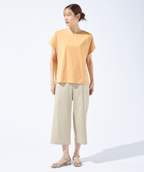 Petit Honfleur(プチオンフルール)の「【接触冷感・UVカット・汗じみ防止】フレンチスリーブプルオーバー(Tシャツ/カットソー・レディース・ブラック/アイボリー/オレンジ・L/M)」の7枚目の写真