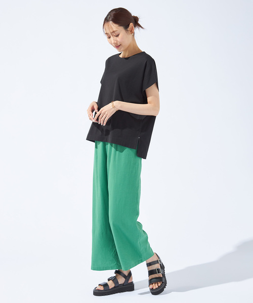 Petit Honfleur(プチオンフルール)の「【接触冷感・UVカット・汗じみ防止】フレンチスリーブプルオーバー(Tシャツ/カットソー・レディース・ブラック/アイボリー/オレンジ・L/M)」の5枚目の写真